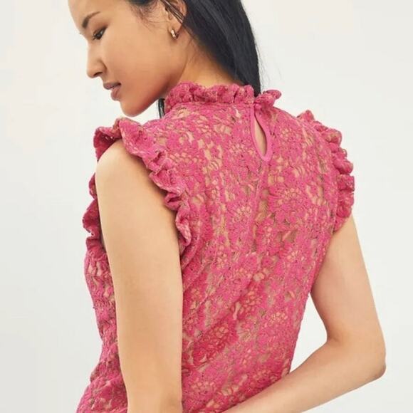 Anthropologie Dolan Pink Rose Ruffled Top size XS - Picture 2 of 8